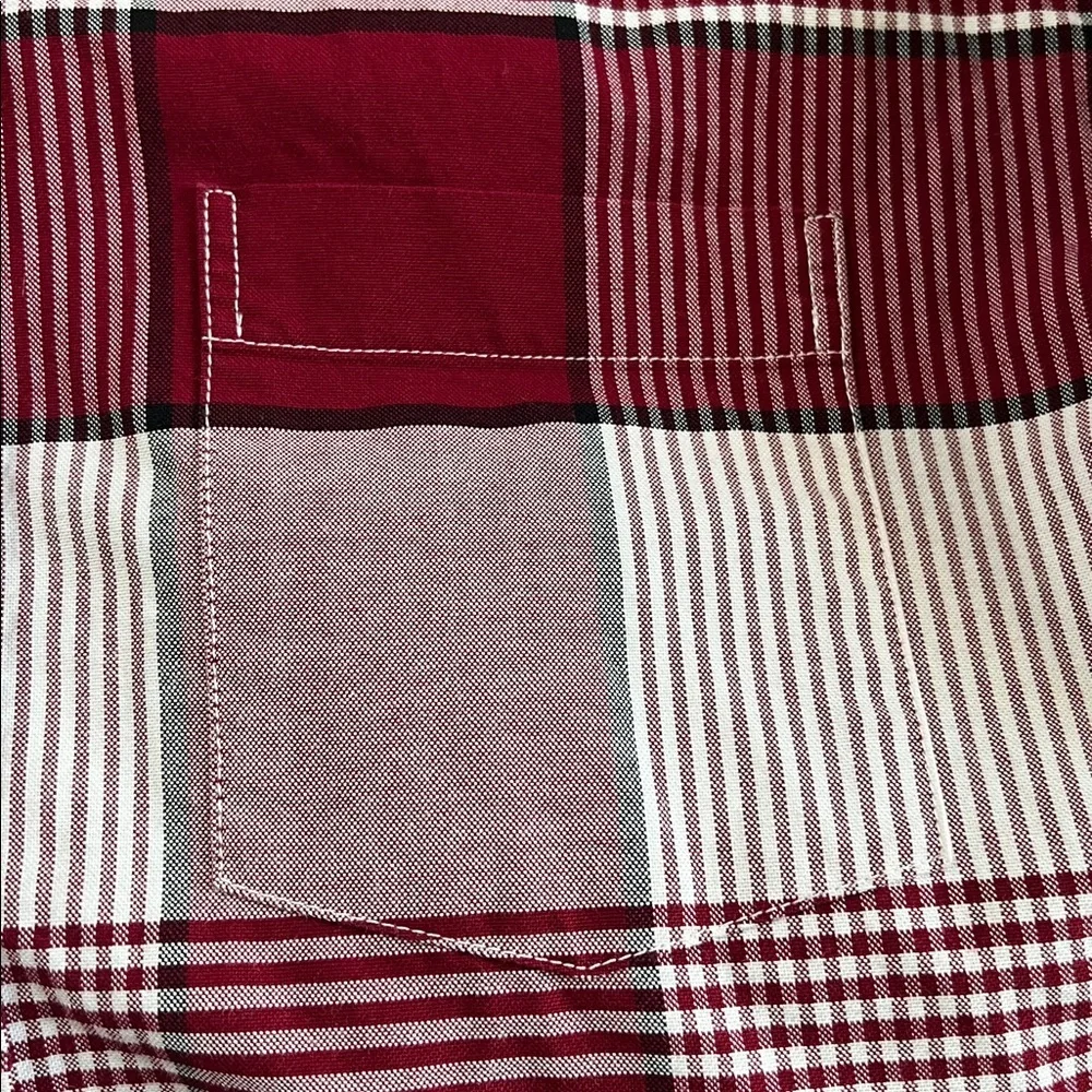 Banana Republic Grant Fit Stretch Oxford Button Down Red Plaid Size XL